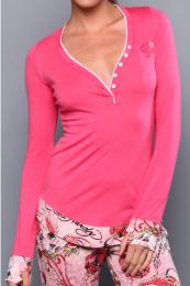 Ed Hardy L/SLEEVE HENLEY - SOLID