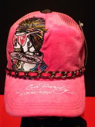 Ed Hardy Anrchy Punk Velour Cap With Chain PI