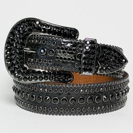 b.b.simon BLACK METAL/クロコ型押しレザー/ブラックトーン　BELT