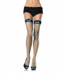 Leg Avenue Spandex diamond net thigh highs with contrast top