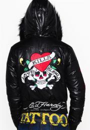Ed Hardy Women's "Love Kills Slowly" Puff Jacket in Black