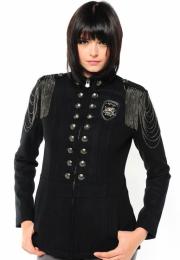 Ed Hardy Double Breasted Military Coat BK