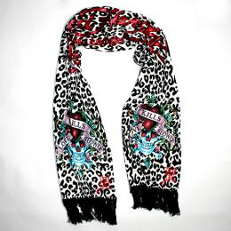 Ed Hardy LOVE KILLS SLOWLY Knit Scarf WH/BK